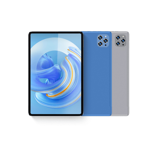 P86 Tablet PC front and back view showing blue and gray colors