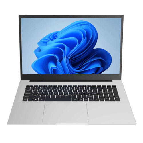 GetMi E185A touch screen laptop showing full keyboard and slim design
