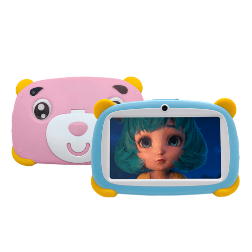 Cute bear kids tablet, front and back view
