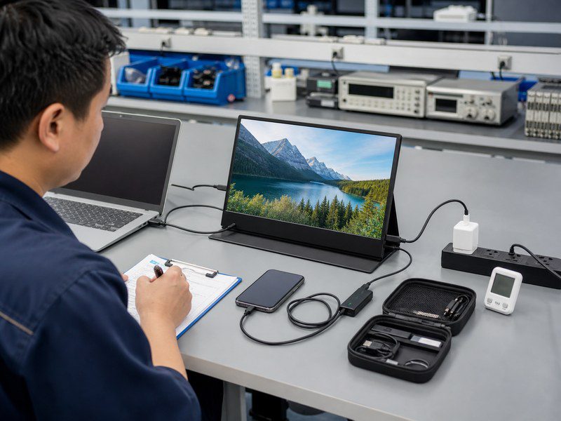 portable monitor battery sample testing