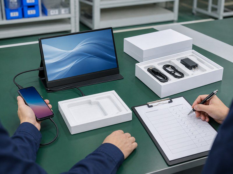 portable monitor production sample qc test