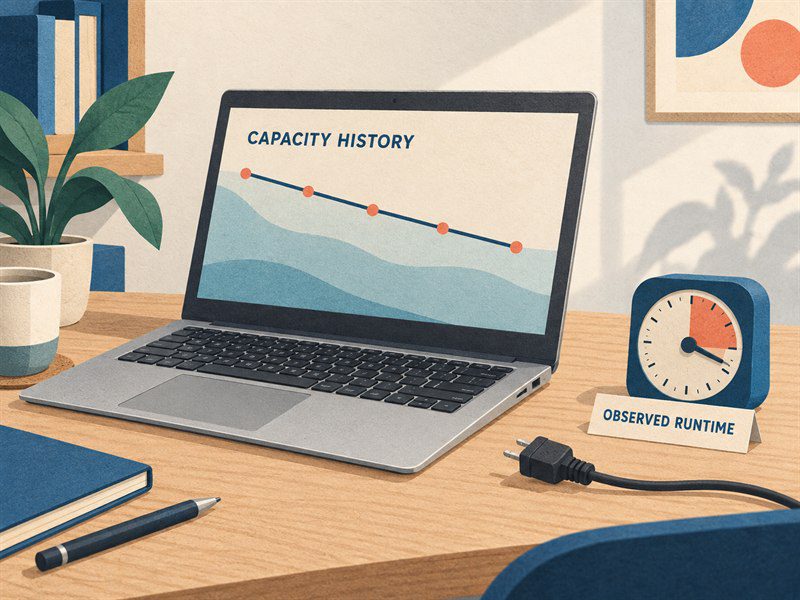 laptop battery capacity history runtime check 800x600 Laptop battery capacity history and runtime