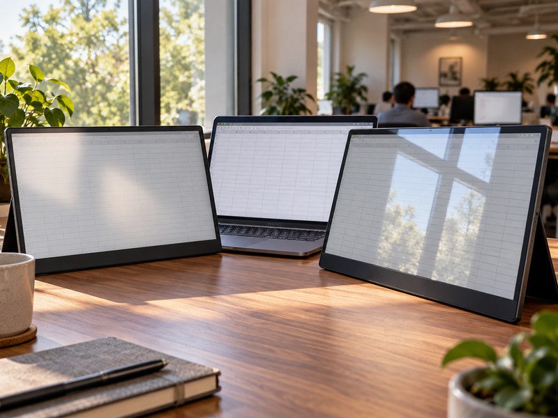 Matte and glossy portable monitor reflections